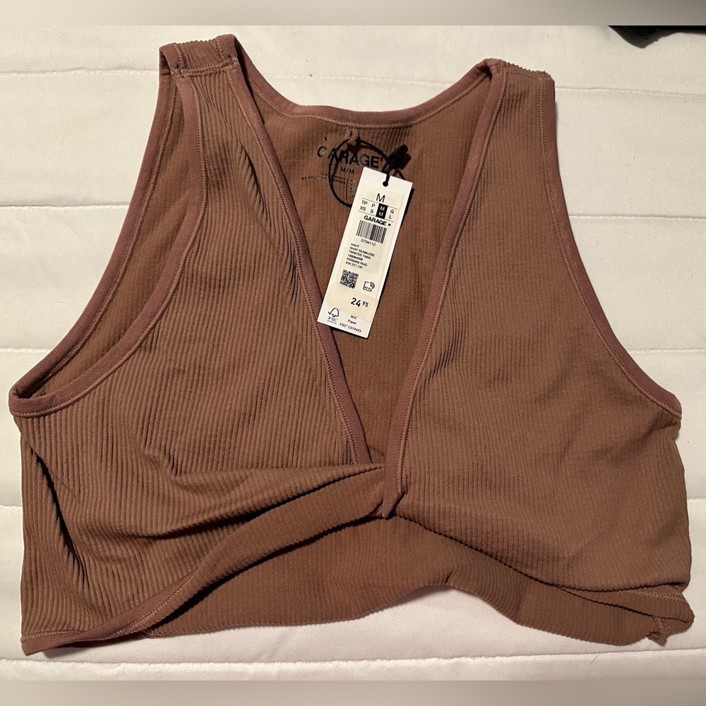 Brown twisted crop top